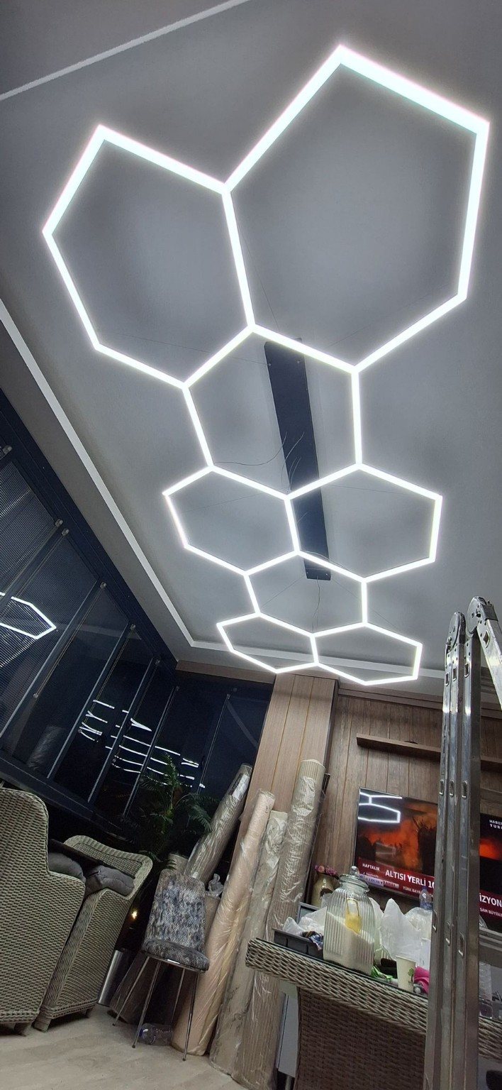 Gaziantep hexagon LED tavan dekorasyonu